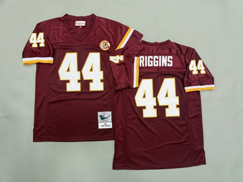 Men 2025 Washington Redskins 44 Riggins red Throwback Limited NFL Jersey style 001